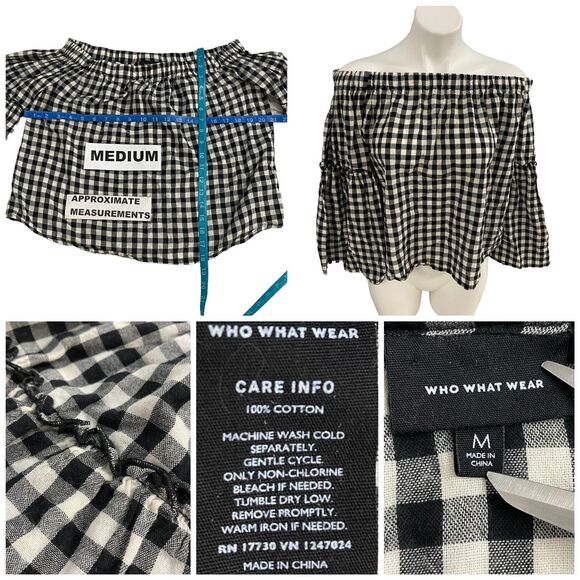 Who What Wear Top Womens Medium Gingham Summer Country Picnic Farm Ranch BBQ - Picture 7 of 14